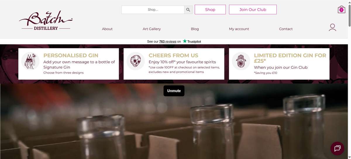 Homepage of Batch Distillery (batchdistillery.co.uk) -- Maad House brand review