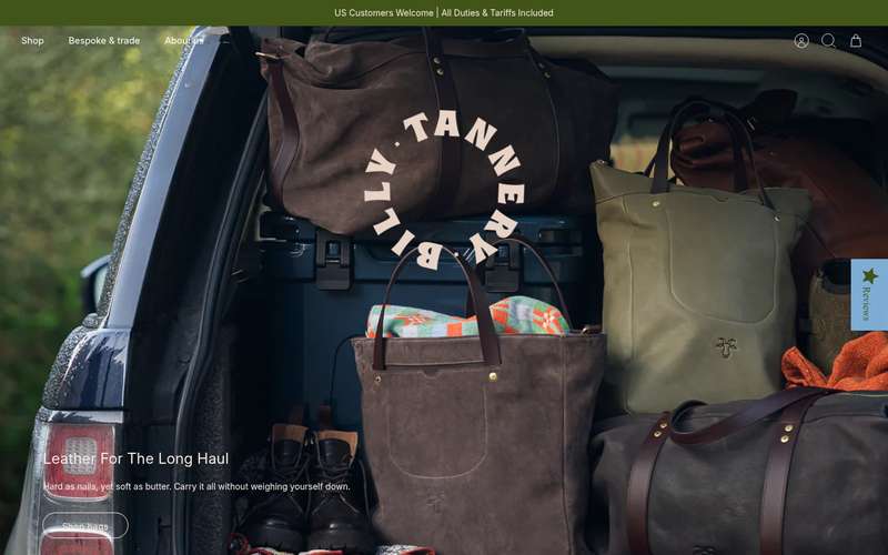 Homepage of Billy Tannery (billytannery.co.uk) -- Maad House brand review