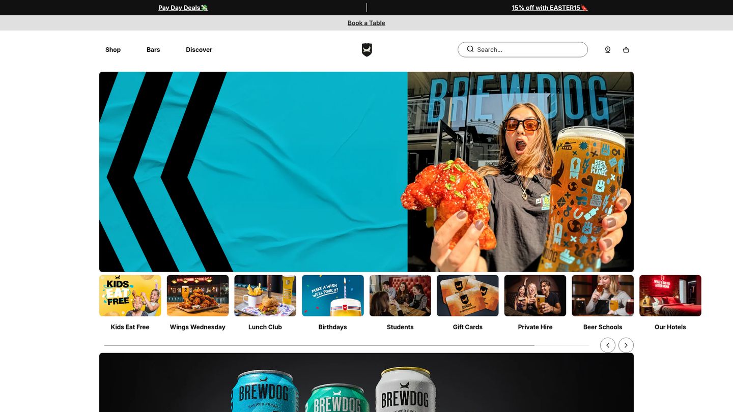 Homepage of BrewDog (brewdog.com) -- Maad House brand review