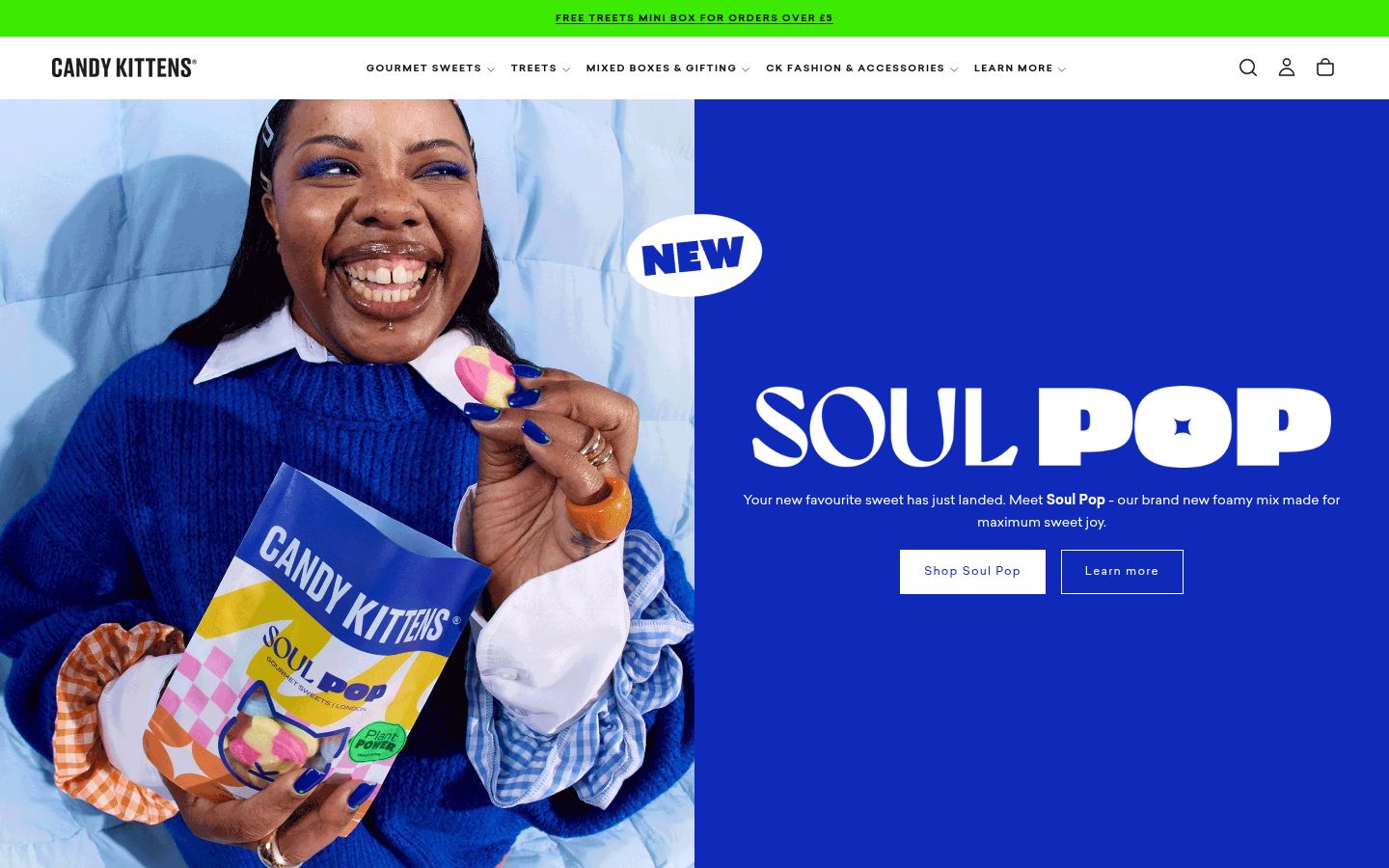 Homepage of Candy Kittens (candykittens.co.uk) -- Maad House brand review