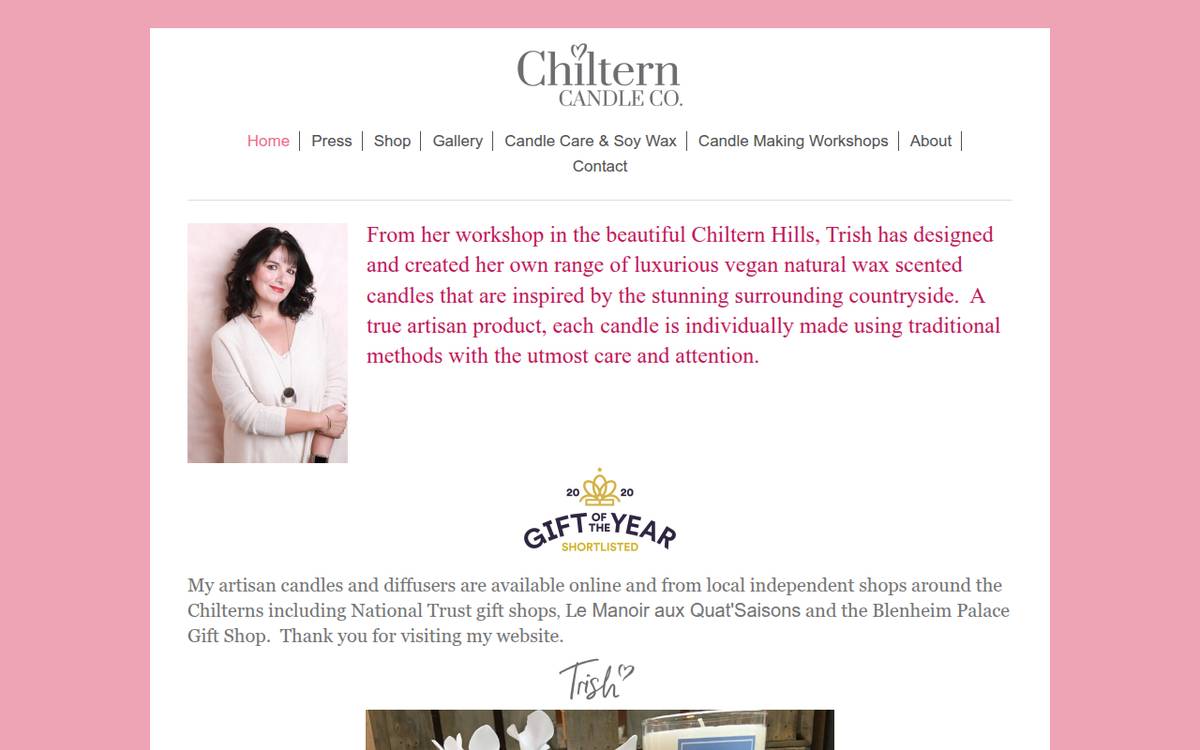 Homepage of Chiltern Candle Co (chilterncandle.co.uk) -- Maad House brand review