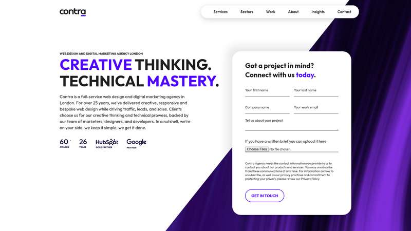 Homepage of Contra Agency (contra.agency) -- Maad House brand review