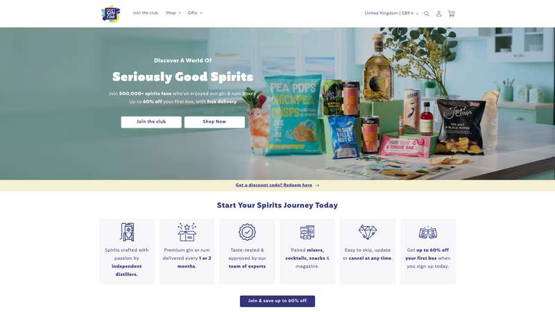 Homepage of Craft Gin Club (craftginclub.co.uk) -- Maad House brand review