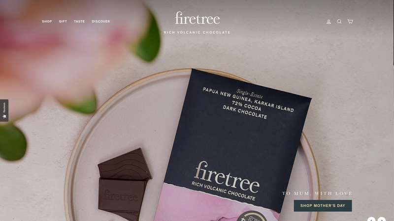 Homepage of Firetree Chocolate (firetreechocolate.co.uk) -- Maad House brand review