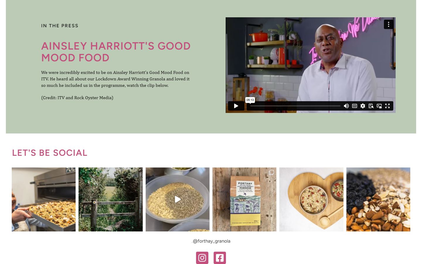 Homepage of Forthay Granola (forthaygranola.com) -- Maad House brand review