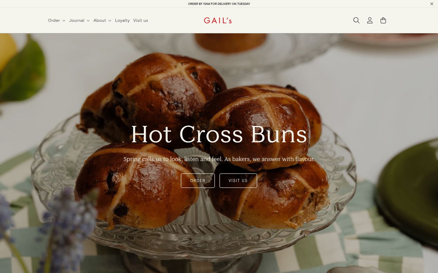 Homepage of Gail’s Bakery (gailsbread.co.uk) -- Maad House brand review