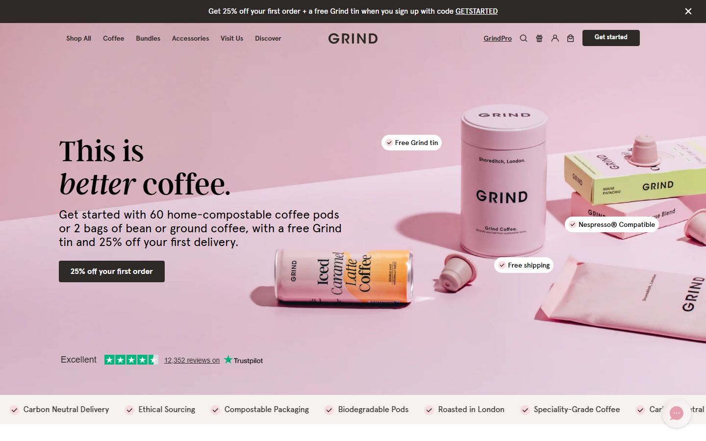 Homepage of Grind (grind.co.uk) -- Maad House brand review