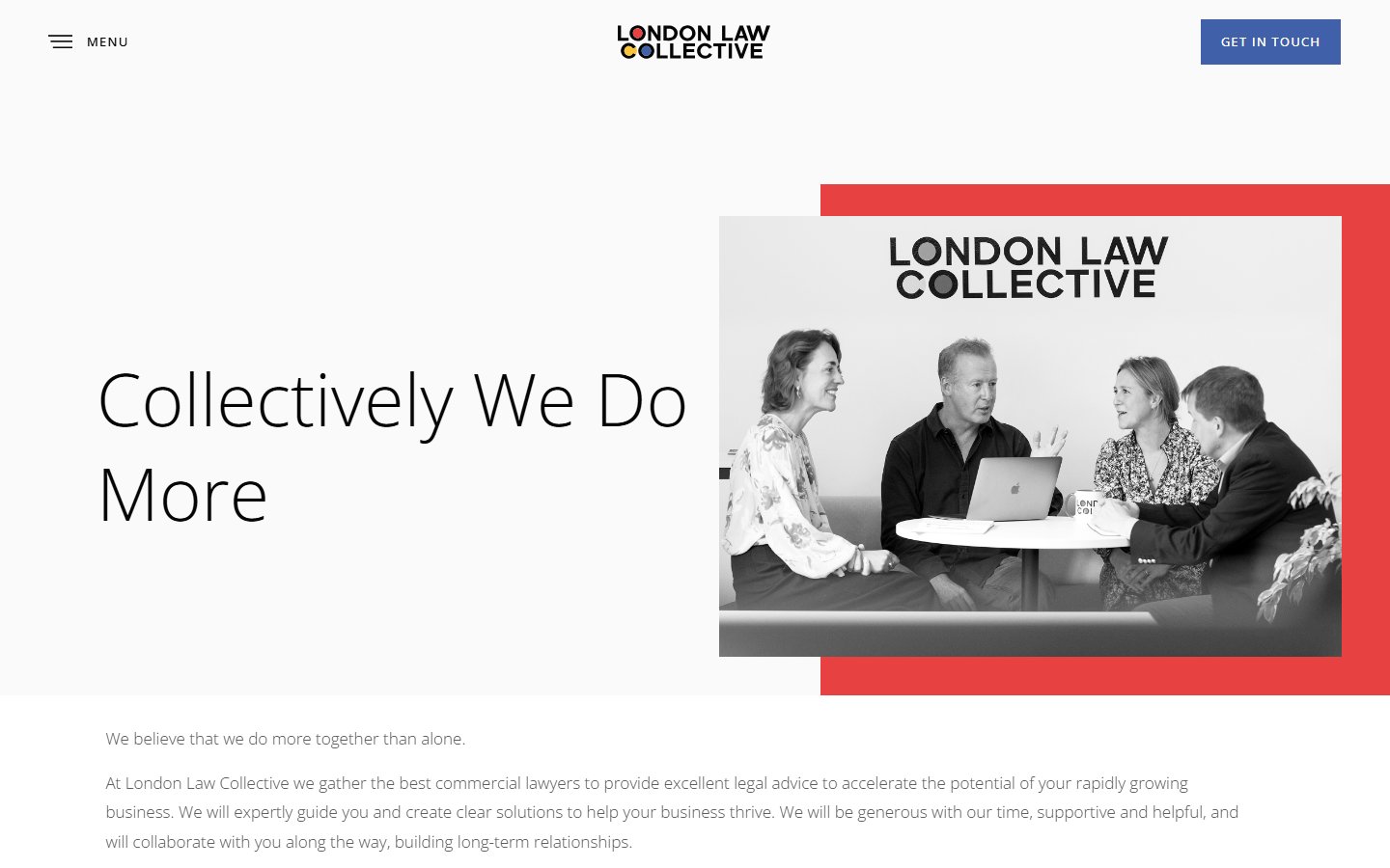Homepage of London Law Collective (londonlawcollective.com) -- Maad House brand review