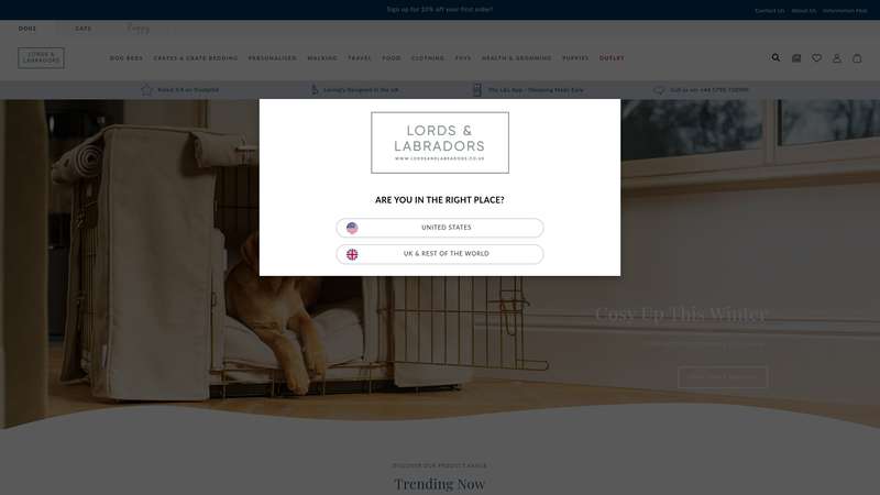 Homepage of Lords & Labradors (lordsandlabradors.co.uk) -- Maad House brand review