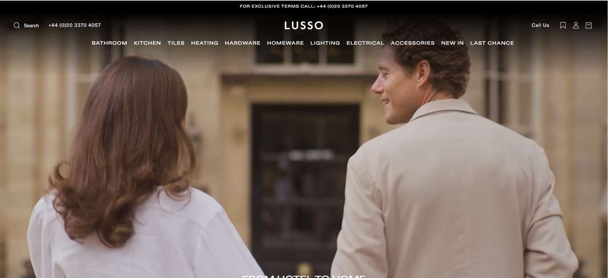 Homepage of Lusso Stone (lussostone.com) -- Maad House brand review