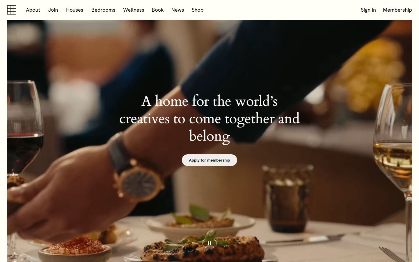 Homepage of Soho House (sohohouse.com) -- Maad House brand review