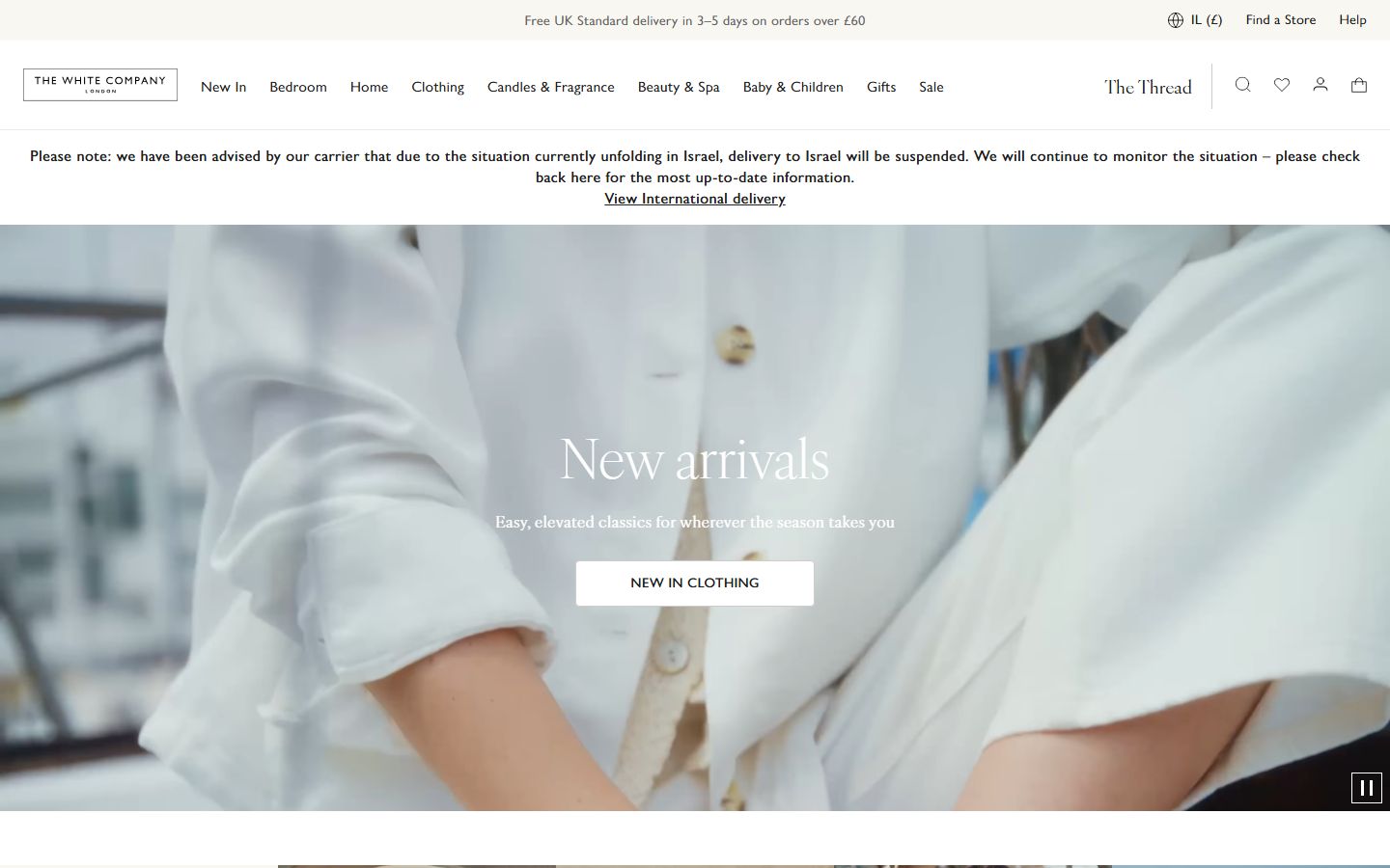 Homepage of The White Company (thewhitecompany.com) -- Maad House brand review