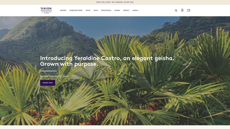 Homepage of Union Coffee (unionroasted.com) -- Maad House brand review