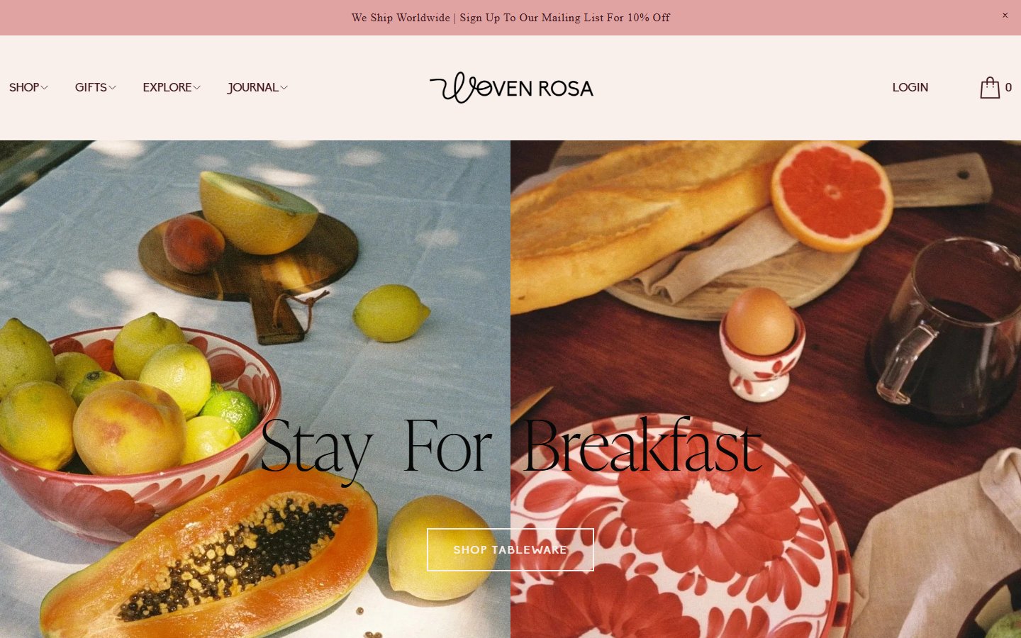 Homepage of Woven Rosa (wovenrosa.com) -- Maad House brand review