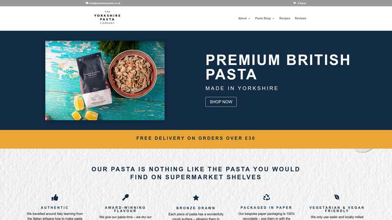 Homepage of Yorkshire Pasta Company (yorkshirepasta.co.uk) -- Maad House brand review